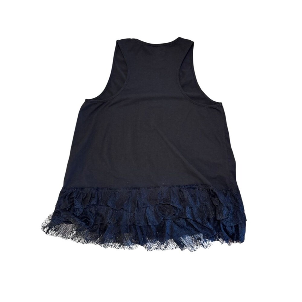 Umgee Black Sleeveless Flared Lace Trim Tank Top Size 1X - Picture 3 of 10